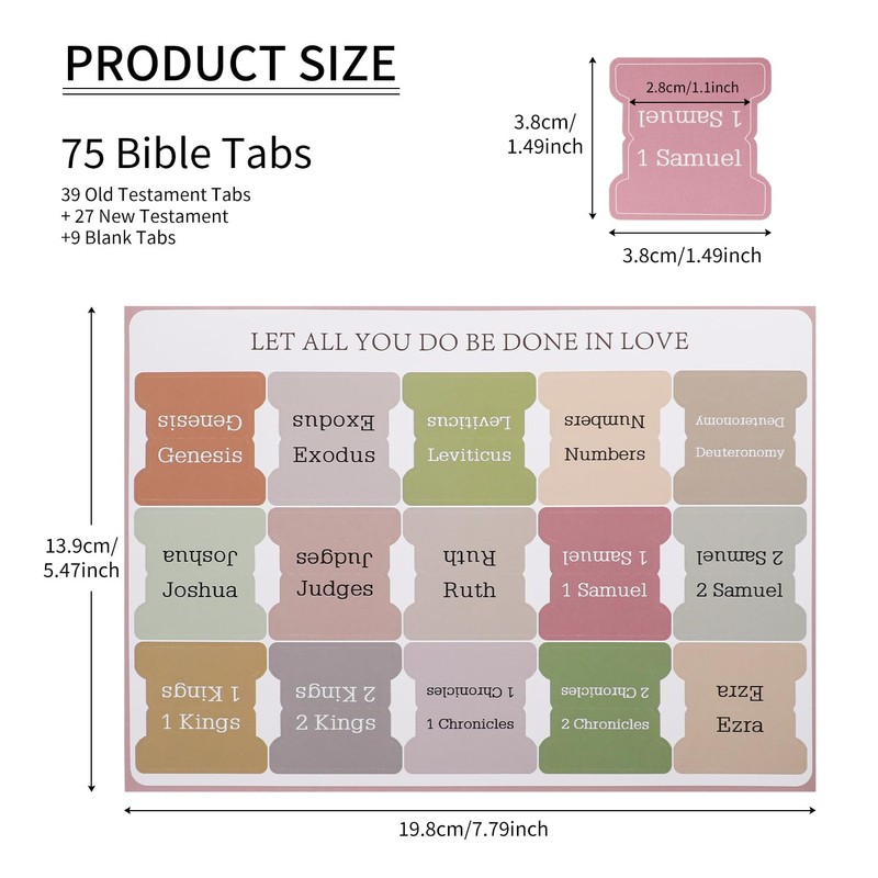 Bible Tabs,75 tabs Bible Index Tabs,Laminated Bible Tabs,Bible Divider Tabs,