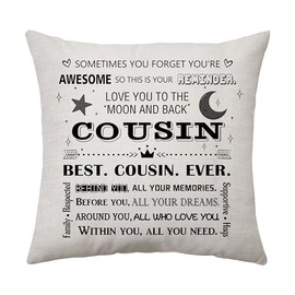 Aconesong You're Awesome Cousin Gifts Reminder Cushion Cover Throw Pillow Cover Gift for Cousin Birthday Gifts for Cousin Cushion Case Decoration 45 x 45 cm (Cousin)