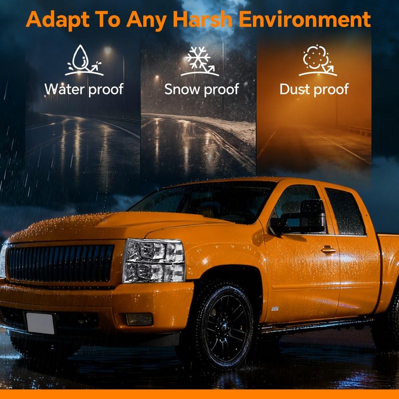 G-PLUS LED DRL Headlights, Compatible with Chevy Silverado 1500 2007-2013/Fit