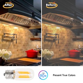 Jensense Microwave Light Bulbs Under Hood 125V 40W Equivalent for Whirlpool Microwave Light Bulb 8206232a 4W LED Appliance Bulb E17 3000K Warm White Non-Dimmable, 2 Pack