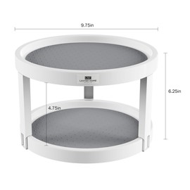 Lavish Home Lazy Susan – 9.75 inch Diameter Plastic Round Two Tier Turntable Kitchen, Pantry and Vanity Organizer and Display with Non-Skid Liner
