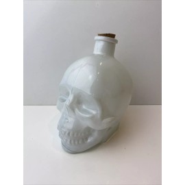 White Painted Glass Skull With Cork Decorative Gothic Bottle - Very Nice! New!