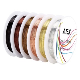 AIEX 6 Rolls 22 Gauge Tarnish Resistant Bare Copper Jewelry Wire for Crafts Beading Jewelry Making Supplies