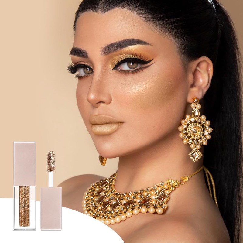 Liquid Eyeshadow, Glitter Metallic Eyeshadow for Brightening Eyes, Long-Lasting and