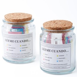 2 Pack - Leeme cuando te sientas versículos en español – Tarros con versículos bíblicos en español en tarjetas pequeñas católicas de mesa – Frascos cristianos para reflexión y ánimo diario