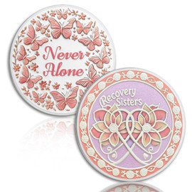 Recovery Sisters Sobriety Chip, Never Alone Sobriety Coin - Sober Women Recovery Chip - AA Chip and Medallion AA NA Coin Sobriety Token Sobriety Gifts for Women