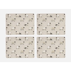 Cooksmart Pack of 4 Table Place Mats | Place Mats For Table With British Designs | Table Mats For All Types Of Kitchens - Highland Sheep