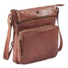 Cochoa Women Crossbody Real Leather Triple Zip Bag, Purse, Travel
