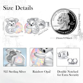 Suoye Panda/Owls/Koala Earrings Silver 925 Girls Animal Earrings Opal Earrings, Sterling Silver, Opal
