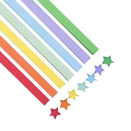 1080 Sheets Origami Star Paper 7 Assortment Color Strips Double Sided Lucky Star Decoration Folding Paper for DIY Hand Art Crafts, School Teaching Supplies (7color-1080 sheets)