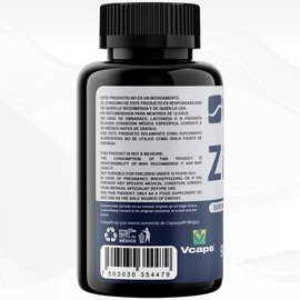 Wellthy Zinc Premium 90 Cápsulas. Hecho con L-Optizinc, fórmula de Alta Absorción patentada por el Laboratorio Suizo Lonza. 90 Porciones por Envase, 15mg, V Caps Cápsulas Veganas.