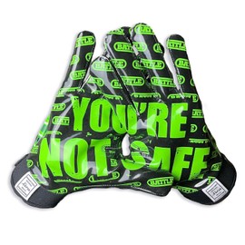 Battle Sports Nightmare You're Not Safe Cloaked Wide Receiver Football Gloves, Ultra-Tack Sticky & Grip Gloves, No Slip - Adult Small