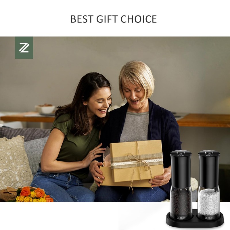 Electric Salt and Pepper Grinder Set with LED Power Display,Larger