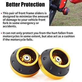 Anauto Fork Frame Sliders CNC Aluminum Front Fork Frame Sliders Wheel Crash Protector Motorbike Falling Universal for Motorcycles Motorbikes Moped Scooters(gold)