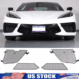 Ynei Black Stainless Side Intake Mesh Grille Insert GUARD Fits Corvette C8 2020-2024
