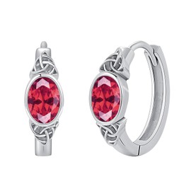 OHAYOO Celtic Earrings Women's 925 Sterling Silver Birthstone Hoop Earrings Celtic Birthstone Jewellery for Women Girls Women, Sterling Silver
