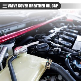 X AUTOHAUX Oil Valve Cover, for LSX LS1 LS6 LS2 LS3 LS7 Engines, Aluminum, with Breather, Black, 1 Set