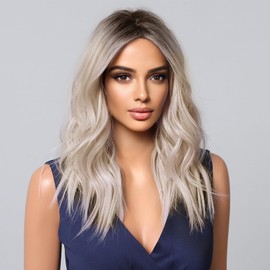 Tumhorn Long Blonde Wigs for Women Ombre Blonde Wavy Curly Wig for Women Natural Looking Synthetic Hair Wigs for Daily Party Use