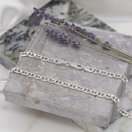 Tuscany Silver Men's Sterling Silver 3.7mm Diamond Cut Square Curb Chain 51cm/20'