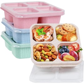 4 Pcs Recipientes para Aperitivos,4 Compartimentos para Almuerzo                                                                                      