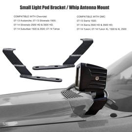 DarSeity Low Profile Mount Hood Hinges Ditch Light Brackets for Chevy Suburban Tahoe Silverado, GMC Yukon Sierra 2007-2013, for Auxiliary Off-Road Lighting (for Chevy/GMC 07-13)