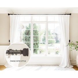 BLASTHOME™ Luxury Step Square Finials – Fits Only Signature Collection Curtain Rods (Rod Not Included) – Premium Quality, Heavy Metal – Set of Two – Tuxedo Black Finish