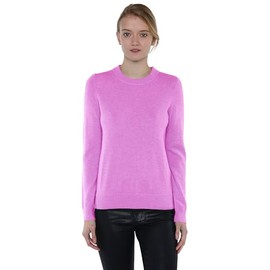 JENNIE LIU Women's 100% Pure Cashmere Long Sleeve Crew Neck Sweater