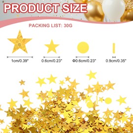 PATIKIL 30g Star Confetti, 0.2/0.4 Inch Glitter Star Table Confetti Twinkle Metallic Foil Stars Sequin Sprinkles for Party Christmas Decorations Birthday Wedding, Gold Mix
