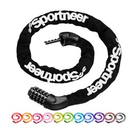 Sportneer Bike Lock: 5 Digit Combination High Security Anti Theft Bike Chain Lock - 3.2/3.6/4ft Heavy Duty Keyless Bicycle Lock for Bike Motorcycle Scooter Door & Gate - Easy to Use, Bike Accessories