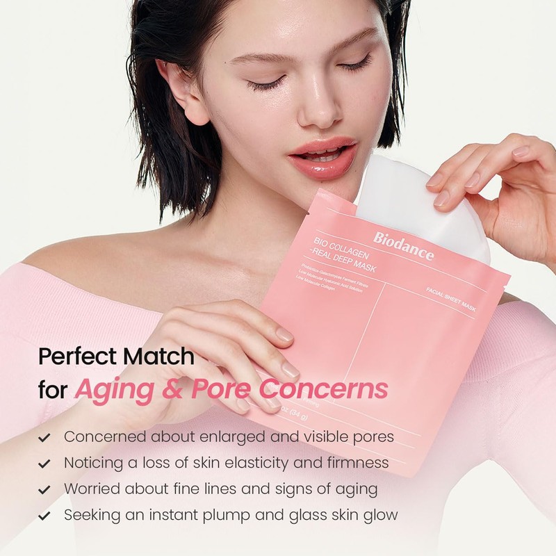BIODANCE Bio-Collagen Real Deep Mask, Hydrating Overnight Hydrogel Mask, Pore