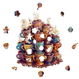 SECOGM Wooden Puzzles for Adults - Coffee Dream Wood Puzzles Adult - Unique Animal Shape Wooden Jigsaw Puzzles for Adults - Birthday Gifts for Puzzle Lovers, Family (11.4 * 9.6in - 200 Pieces)