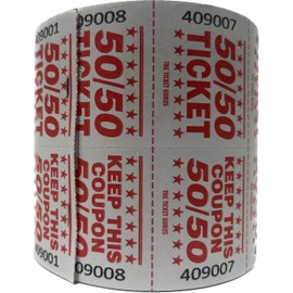 50/50 Marquee Raffle Tickets - 1000/Roll Easy Read Series (Easy Read RED)