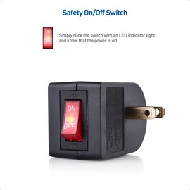 Cable Matters 3-Pack 2 Prong Outlet with ON Off Switch, Single 2 Prong Outlet Switch/Plug Switch in Black