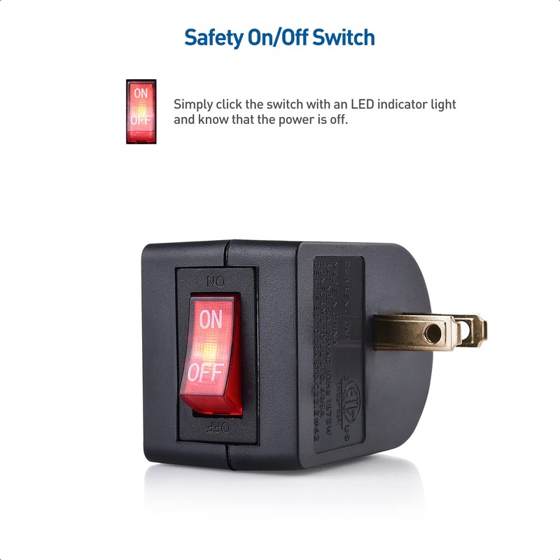 Cable Matters 3-Pack 2 Prong Outlet with ON Off Switch,