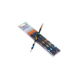 HENBRANDT Single Pack Children’s Space Pencils with Erasers Kids Stationery Eraser Tip HB Pencils School Classroom Gift Birthday Xmas Party Favour Loot Bag Filler for Boys and Girls