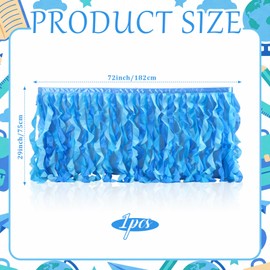 Windkream 6 ft Ocean Table Skirt for Teacher Desk Ocean Cassroom Decor Rectangular Blue Sea Tablecloth Skirt for Teacher Preschool Decorations Back to School Party Supplies