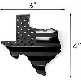 Texas State Black Flag Metal Auto Fender Emblem for Cars Trucks (3"x4", Black)