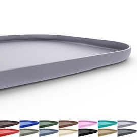 SMILOOL Silicone Pet Feeding Mat with Raised Edge for Food and Water, Dog Bowl Mats, Cat Bowls Placemat with High Lip for Floor Waterproof, Rubber Tray for Cats and Dogs 19 x 12 x0.7 Light Gray