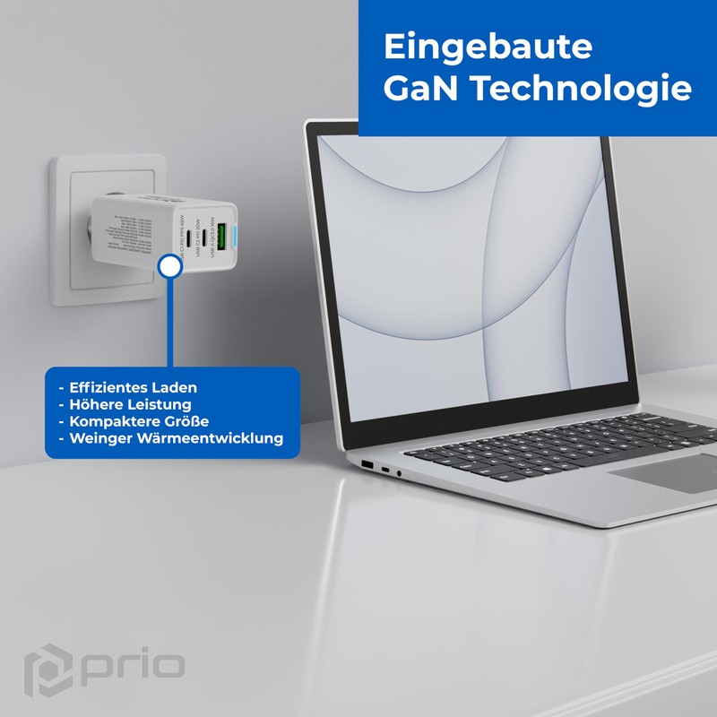 prio GaN Power Wall Charger 65 W PD PPS (USB