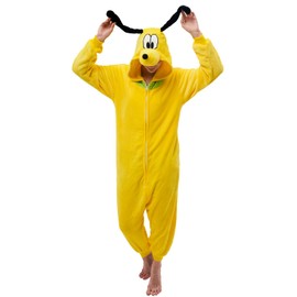 NEWCOSPLAY Unisex Adult Pluto Onesie Pajamas Animal One Piece Costume Cosplay Sleepwear (Pluto, Small)