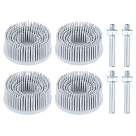 sourcing map 4pcs Bristle Disc 2" 120 Grit R-Type Abrasive Brush Coarse Bristle Disc Deburring Electric Disc Brush Attachment with 1/4" Round Shank Abrasive Coating Removal Disc for Metal, Gray