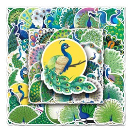 50 Pcs Peacock Stickers Kawaii Cartoon Animal Stickers for Laptop Skateboard Car Bike Phone Computer Water Bottle Luggage Helmet,Waterproof Cute Bird Stickers for Teens Kids Girls