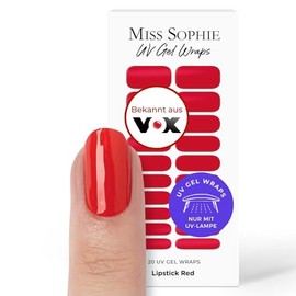 Original Miss Sophie UV Gel Nagelfolien Lipstick Red UV I 20 UV Gel Nagellack-Streifen einfarbig I F√ºr Finger- & Fu√ün√§gel