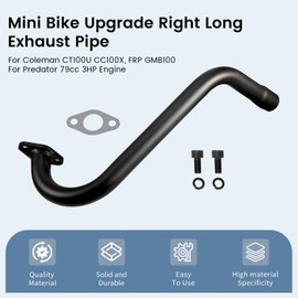 pinkhatcat Upgrade Right Long Exhaust Pipe For Coleman CT100U CC100X 98cc For FRP GMB100 Mini Bike For Predator 79cc 3hp Engine Mini Bike Black