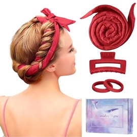 Flylipu- Diadema con varilla para rizar sin calor, diadema mejorada de 60" extra larga para rizos sin calor, rizadores de cabello suaves
