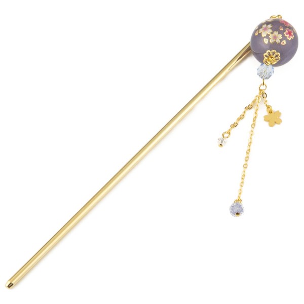 Hair Stick for Bun Kanzashi Metal Hair Pin, Japanese Style Hairpin Hair Chopsticks Hair Accessory for women (SAKURA ball/Purple)