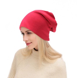UTTPLL Unisex Baggy Cotton Beanies Lightweight Hip-Hop Soft Slouchy Stretch Beanie Hat Chemo Caps for Men Women Red One Size