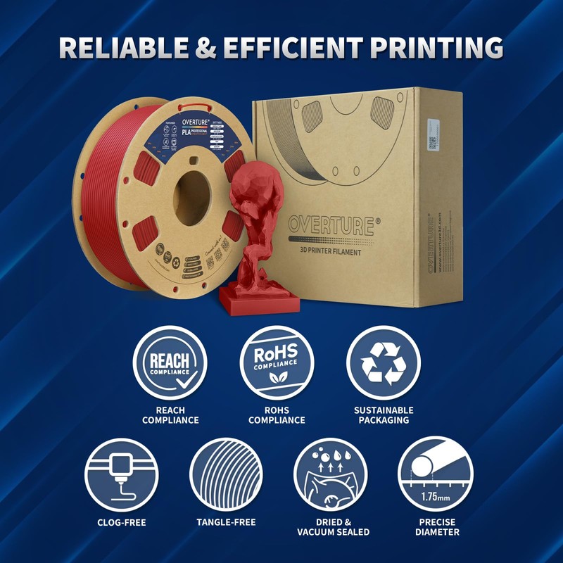 OVERTURE PLA Plus (PLA+) Filament 1.75mm PLA Professional Toughness Enhanced