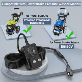 12V Charger for Powerstroke Subaru EA190V Pressure Washer Power Cord Supply Plug AC DC Adapter for Power Stroke 3100 Psi PS803155E PS8C310E PS80555E 3200 PS906811PH GX390 6800 8500 Generator RY803100