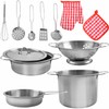 Children's cookware set with backpack, real-looking kitchen accessories, play kitchen